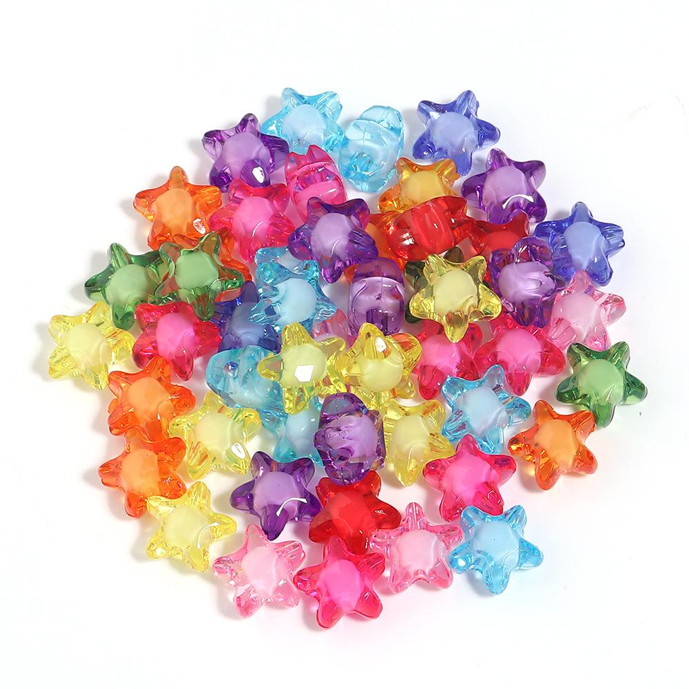 50pcs/lot Mixed Color Acrylic Beads Flower Oval Round Bucket Shape Loose Beads For DIY Bracelet Earrings Jewelry Accessories