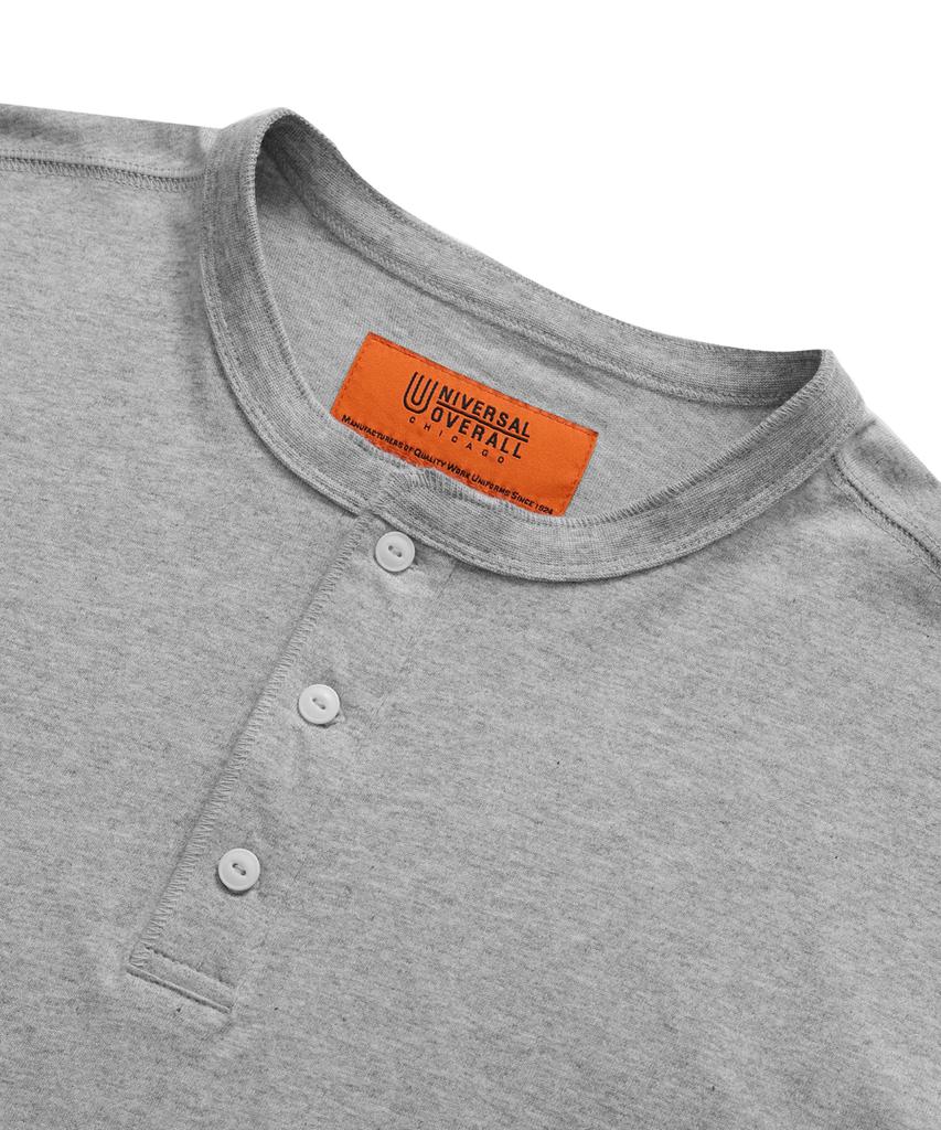Yunibeosyeolobeolol Футболка с длинным рукавом и воротником- Henley, меланжево-серый