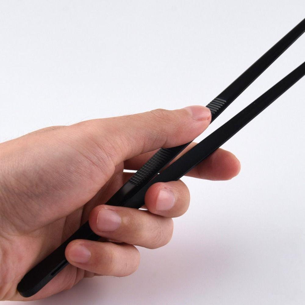 Щипцы для барбекю из нержавеющей стали Черный зажим для гриля Портативный пинцет для еды Хлеб