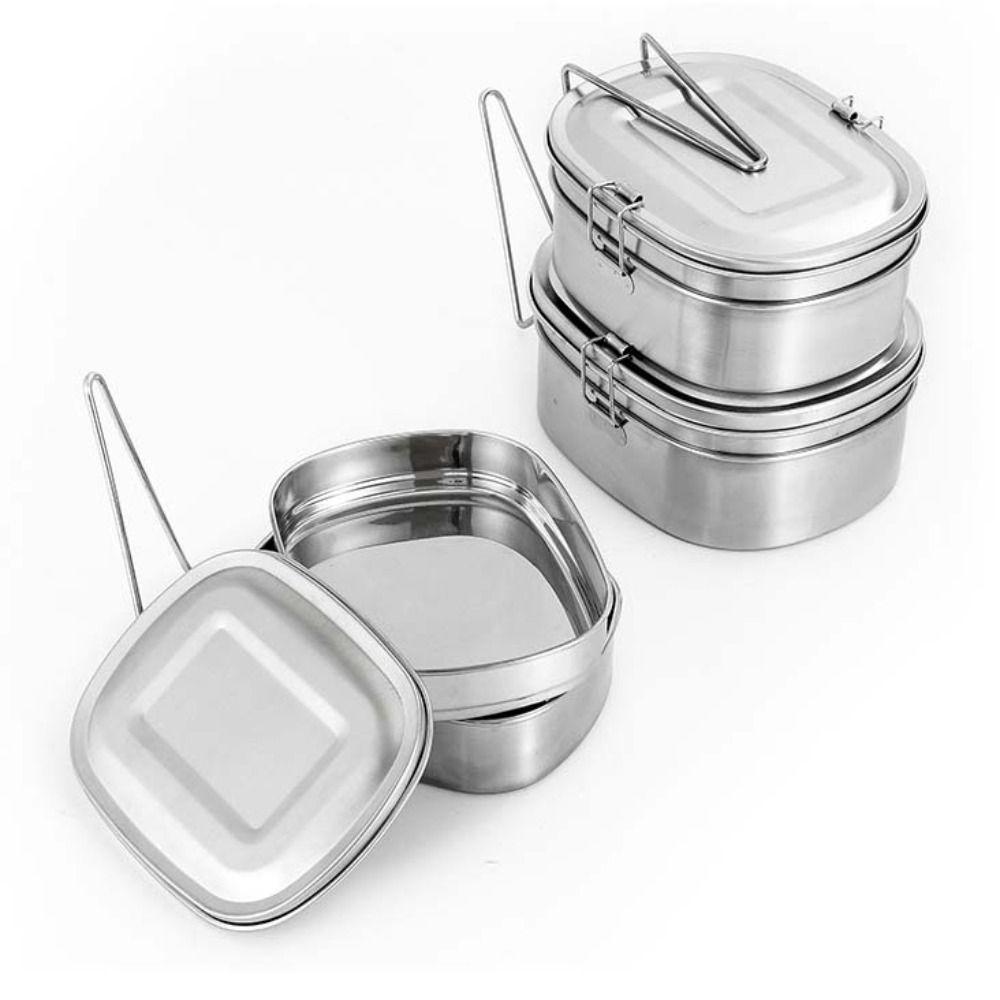 1/2 Layer Stainless Steel Lunch Box Rectangular Food Storage Box Food Container  Outdoor