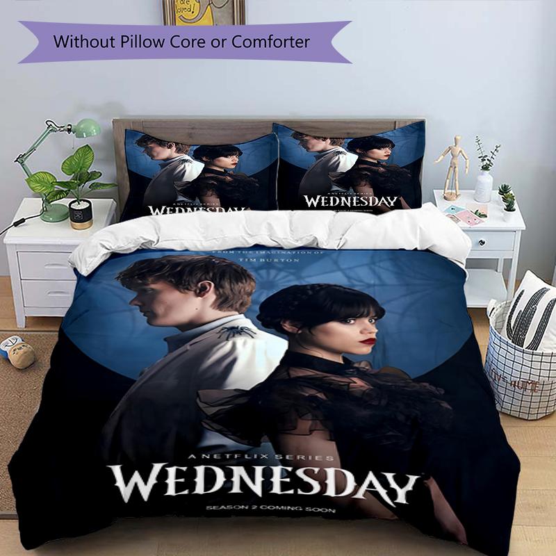 3pcs Addams Family Wednesday5 Design Cover Set - HD Printed Bedding with 1 Cover and 2 Pillowcases - Perfect for Home and Dorm Decor