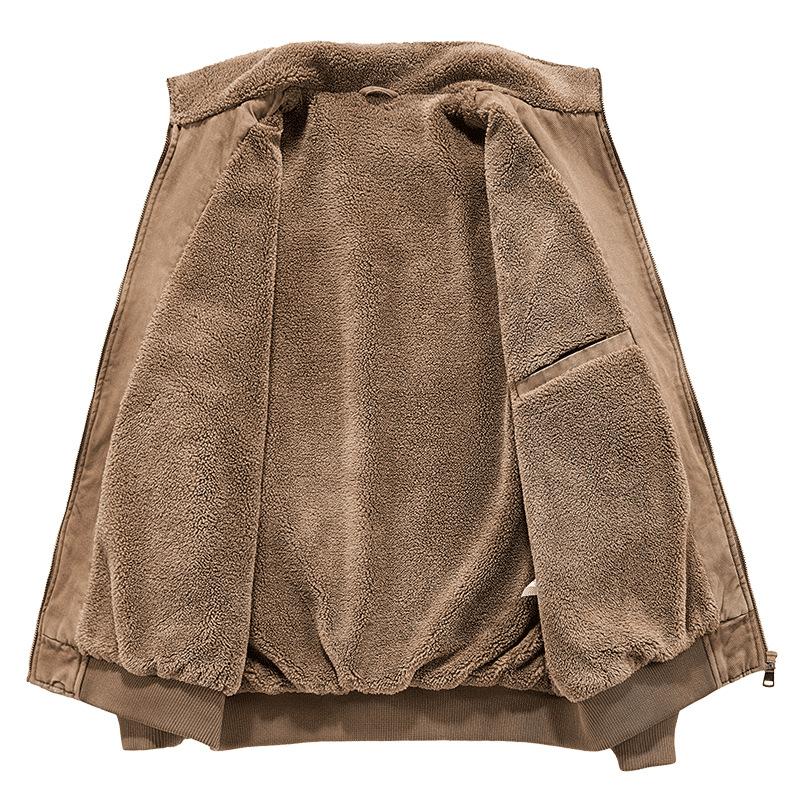 Autumn and Winter Jacket Men's Fleece Thickened Trendy Versatile Casual Windproof Warm Retro Pilot Jacket