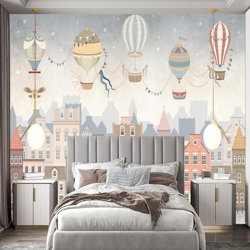 Детские обои город воздушные шары дети фото настенная роспись детская подростковая комната для мальчиков и девочек плакат Настенный декор