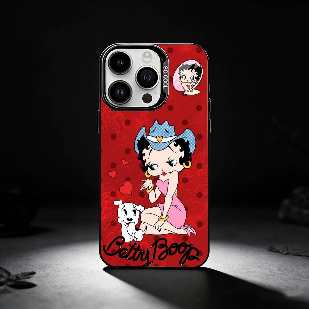 B-Betty Cute B-Boop Phone Case For iPhone 17,16,15,14,13,12,11 Plus,Pro Max,XS,Colored silver phone case