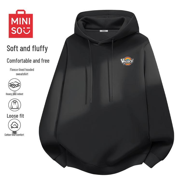 MINISO Мужская толстовка с капюшоном из плотного флиса