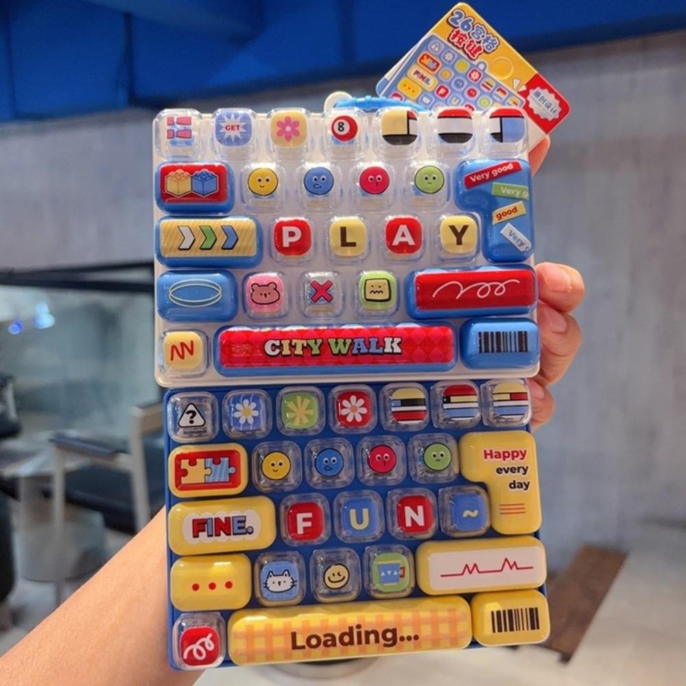 Desktop Decoration 26 Grids Keyboard Clicker Keychain Cartoon Fidget Bag Pendant Travel