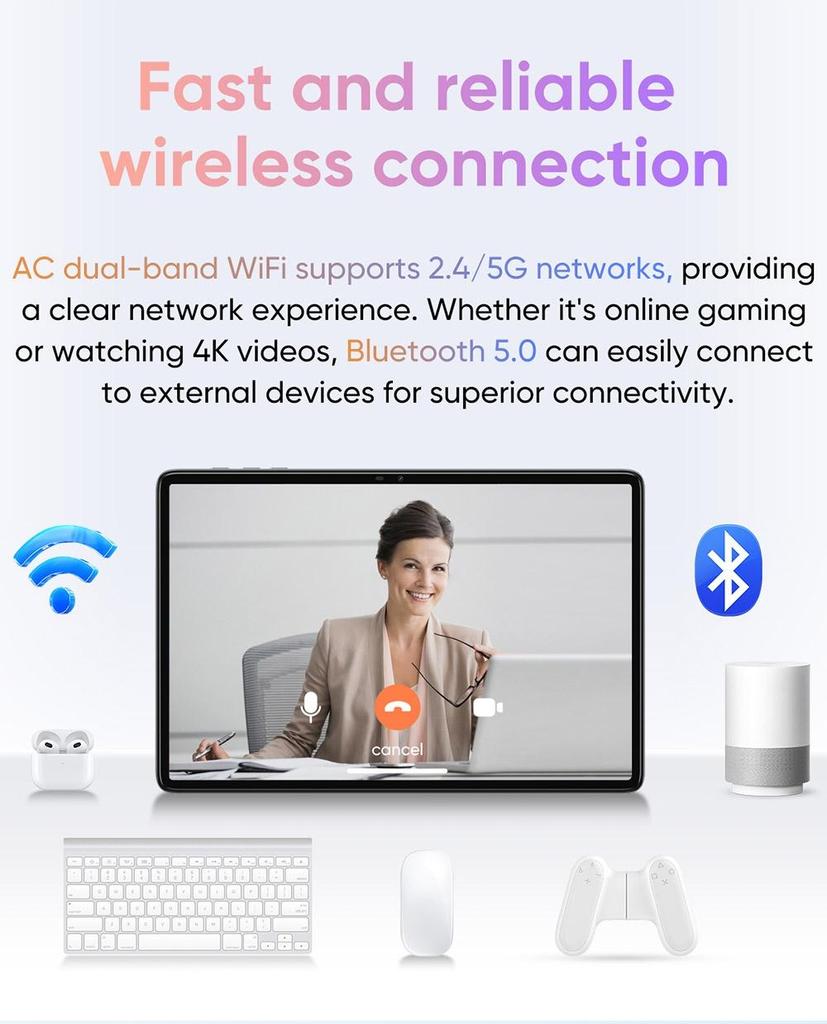 N-one Планшет NPad Q 10,1 дюйма, восьмиядерный процессор MTK8183, ОС Android 12, 4 ГБ ОЗУ, 64 ГБ встроенной памяти, 5G Wi-Fi, аккумулятор BT5.0, 6600 мАч