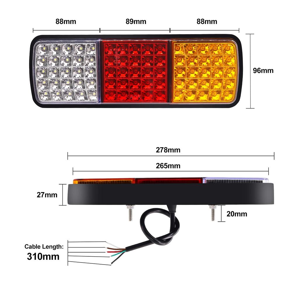 Biqing Задние фонари прицепа 75LED Фонари стоп-сигнала грузовика Указатели поворота Индикаторные лампы для автомобиля, каравана, фургона, лодки, кемпера (2pcs)