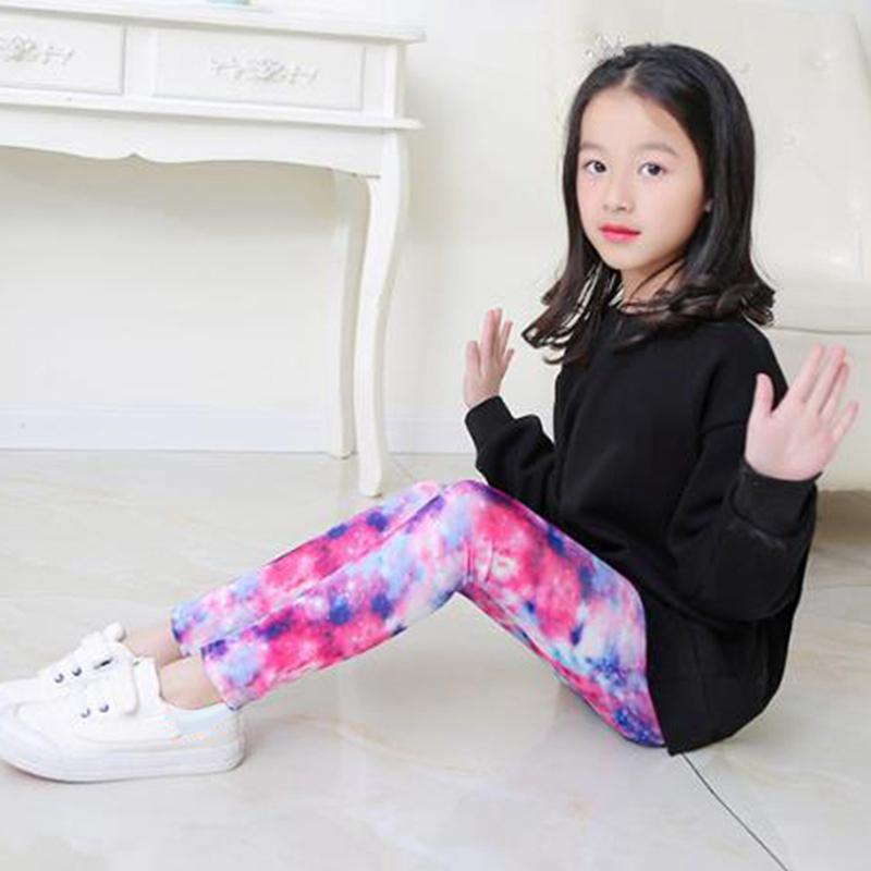 Girls Legging Elastic Printed Long Pants Thin Children's Trousers