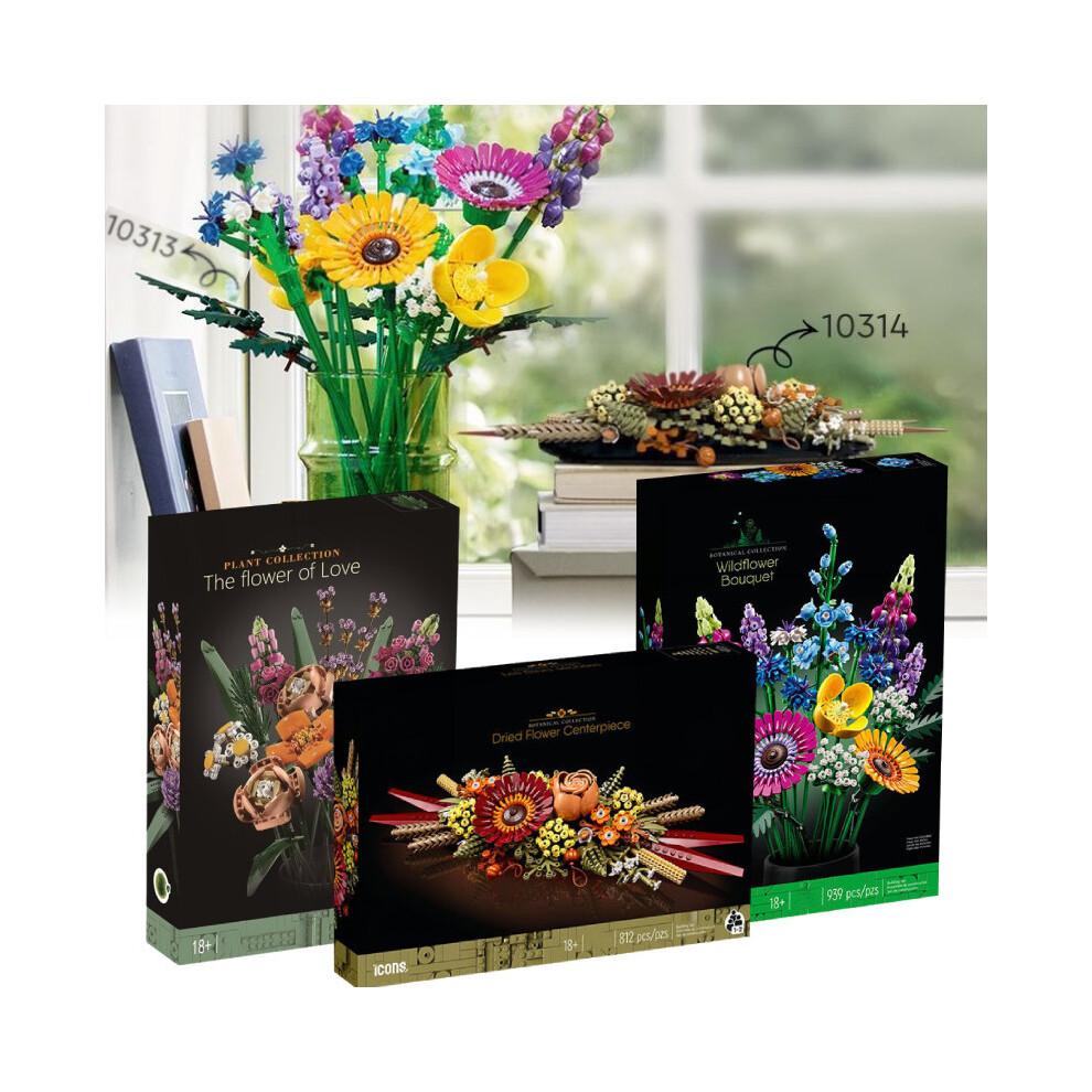 (939 Pcs)Flower Bouquet Building Block 10313 10314 Abs Plastic Diy Assembly Toy Colorful