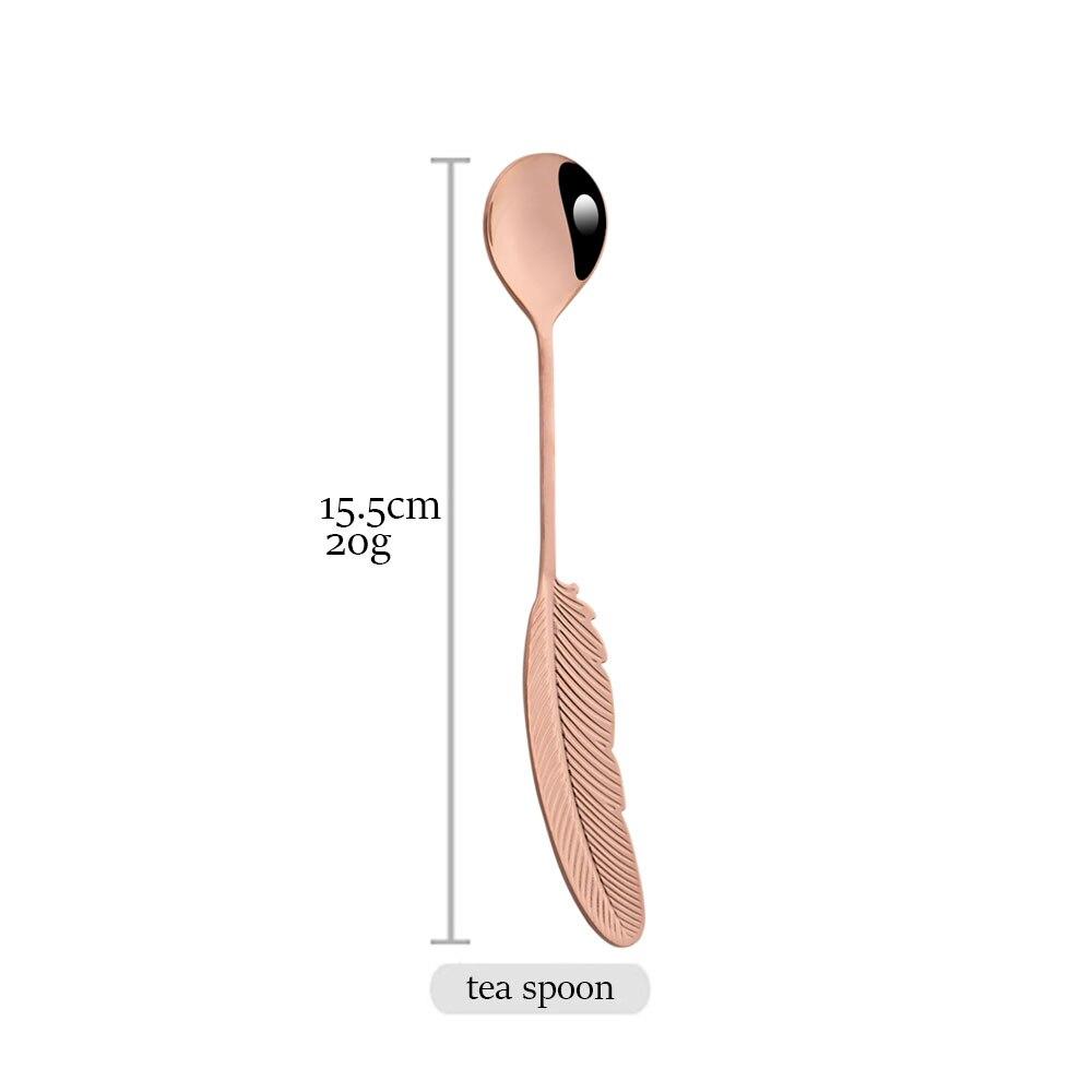 Креативная ложка, рождественский подарок, красочная ложка из нержавеющей стали 304 с узором из перьев, ложка для чая, кофе, кухонные аксессуары, посуда