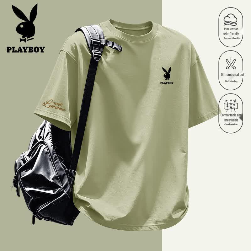 Playboy Men's 2026 Summer Casual Breathable Cotton T-Shirt