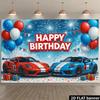 2D 2D Plane Dynamic Racing Style Birthday Background Decorative Cloth - Birthday words paired with red and blueDJH