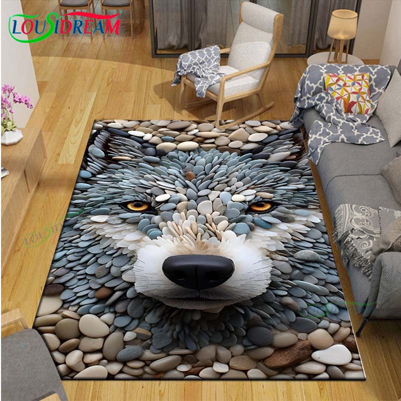 3D Funny Pebble Decor Carpet for Outdoor Balcony Garden Coffee Table Bedroom Area Rugs Kitchen Un-slip Floor Mat Alfombra Gift