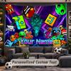 Wall Hanging Tapestry Custom NameGeometry Dash Pattern Personalized Printed Fabric Wall Decor