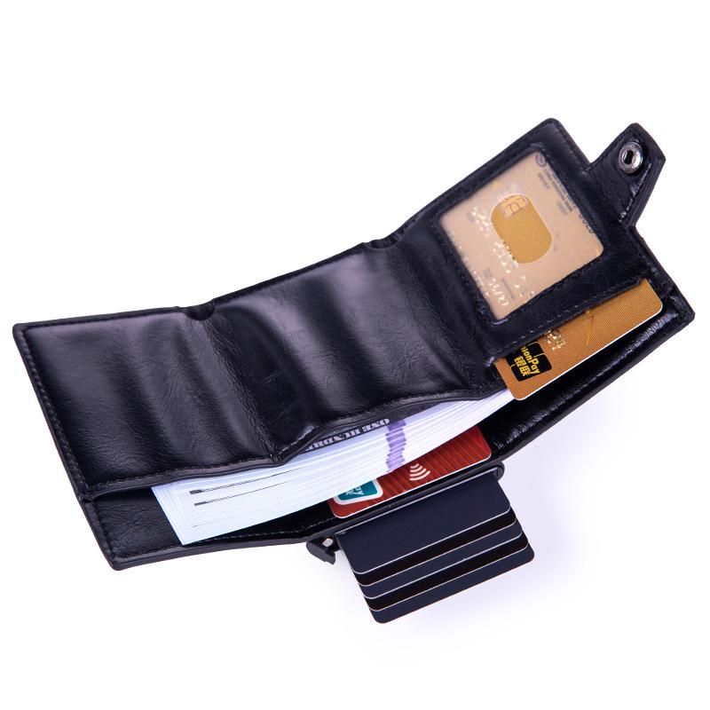 Унисекс RFID-кошелек для кредитных карт и монет из алюминиевого сплава с защитой от кражи и держателем из ПУ