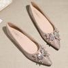 Fashion Brides Crystal Butterfly Shoes Woman Wedding Flats Silver Glitter Sparkle Ballets Ladies Pointed Toe Loafers Cheongsam Footwear