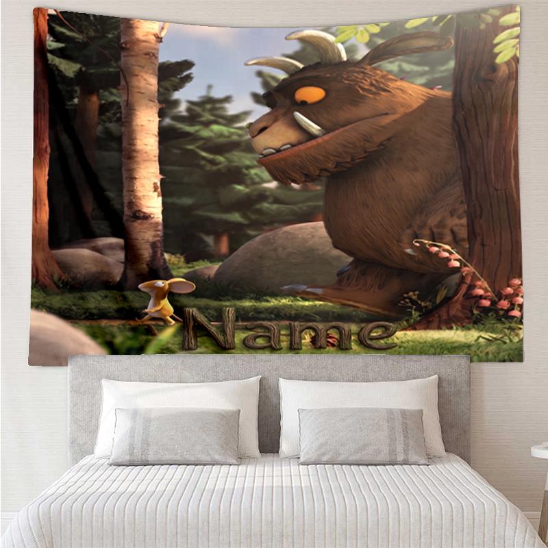 Custom Name The Gruffalo Print Tapestry, Backdrop, Easy Setup, Ideal for Bedroom, Office & Living Room, with Aesthetic Wall Hanging Decor.