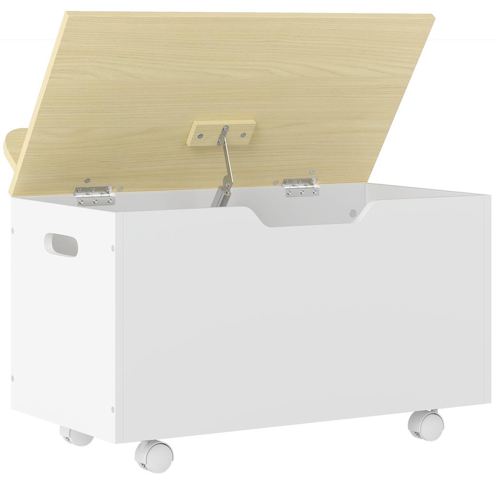 Toy Box With Lid Toy Chest With Wheels And Safety Hinges Toddler Storage Organiser For Playroom Bedroom White