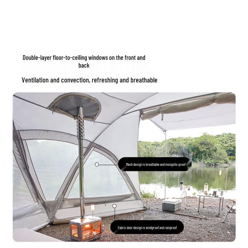 Mobi Garden Guan Tu V Outdoor Camping Tent with Chimney Port