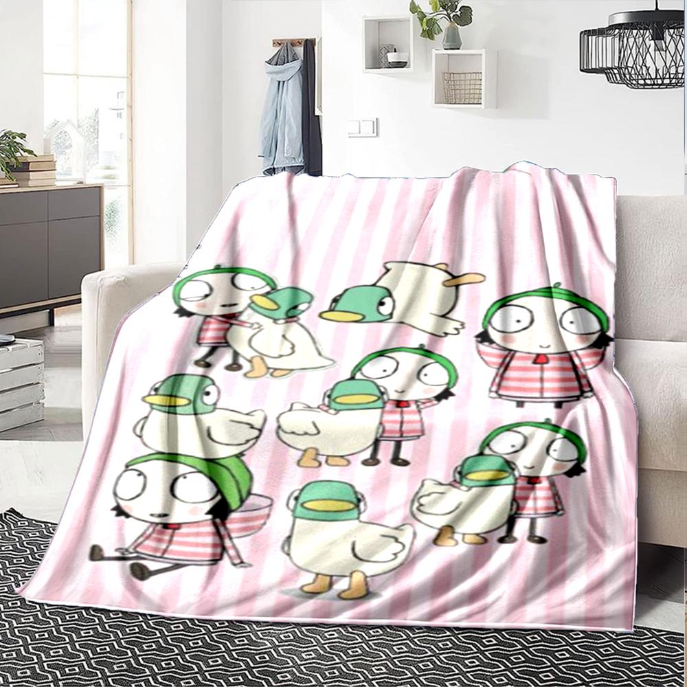 Sarah & Duck Theme Printed Blanket - Perfect for Couch, Bed, Travel & Outdoor Use | Machine Washable, Cozy & Durable.