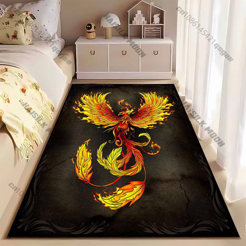 Fiery phoenix rebirth and power carpet Yoga living room room decor children's crawling mat doormat area rug games mat