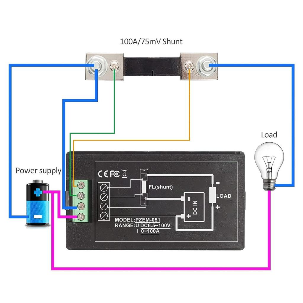 Цифровой амперметр вольтметр постоянного тока 6,5 В-100 В 100 А 50 А 20 А мультиметр измеритель мощности ЖК-дисплей вольт ватт измеритель мощности энергии с шунтом 100 А/75 мВ