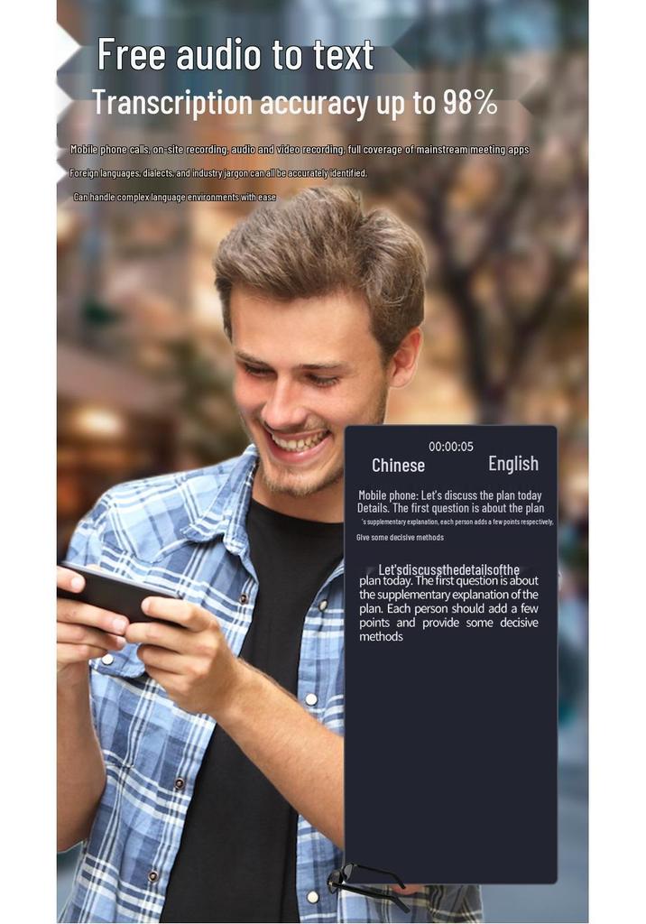 Bluetooth AI Smart Glasses with Multi-language Translation and Thin Blue Legs