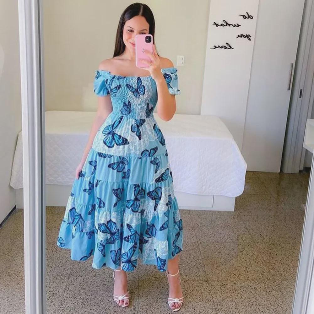 Женское платье с открытыми плечами в европейском и американском стиле, весна/лето 2025 г. - модная длинная юбка на одно плечо с большим размахом