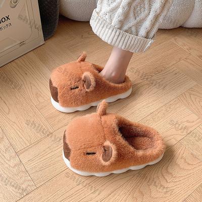 Модные женские милые мультяшные пушистые тапочки зимняя теплая обувь мягкие плюшевые нескользящие парные домашние плюшевые хлопковые тапочки на толстой подошве