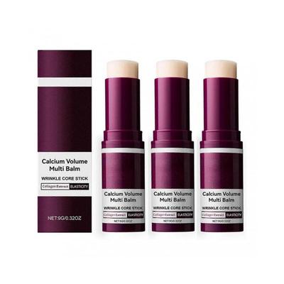 3 шт. Кальциевый мультибальзам, Кальциевый объемный мультибальзам, Стик для разглаживания морщин, Антивозрастной увлажняющий стик с коллагеном, Укрепляющий кожу вокруг глаз против морщин