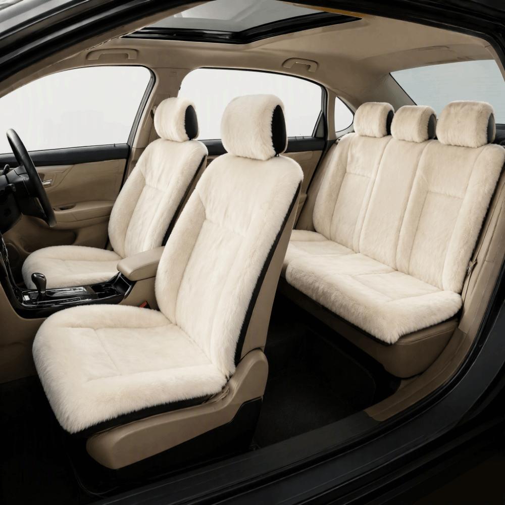 Sponge Filling Plush Car Seat Cushion Solid‑color Warm Car Seat Pad Daily Commute