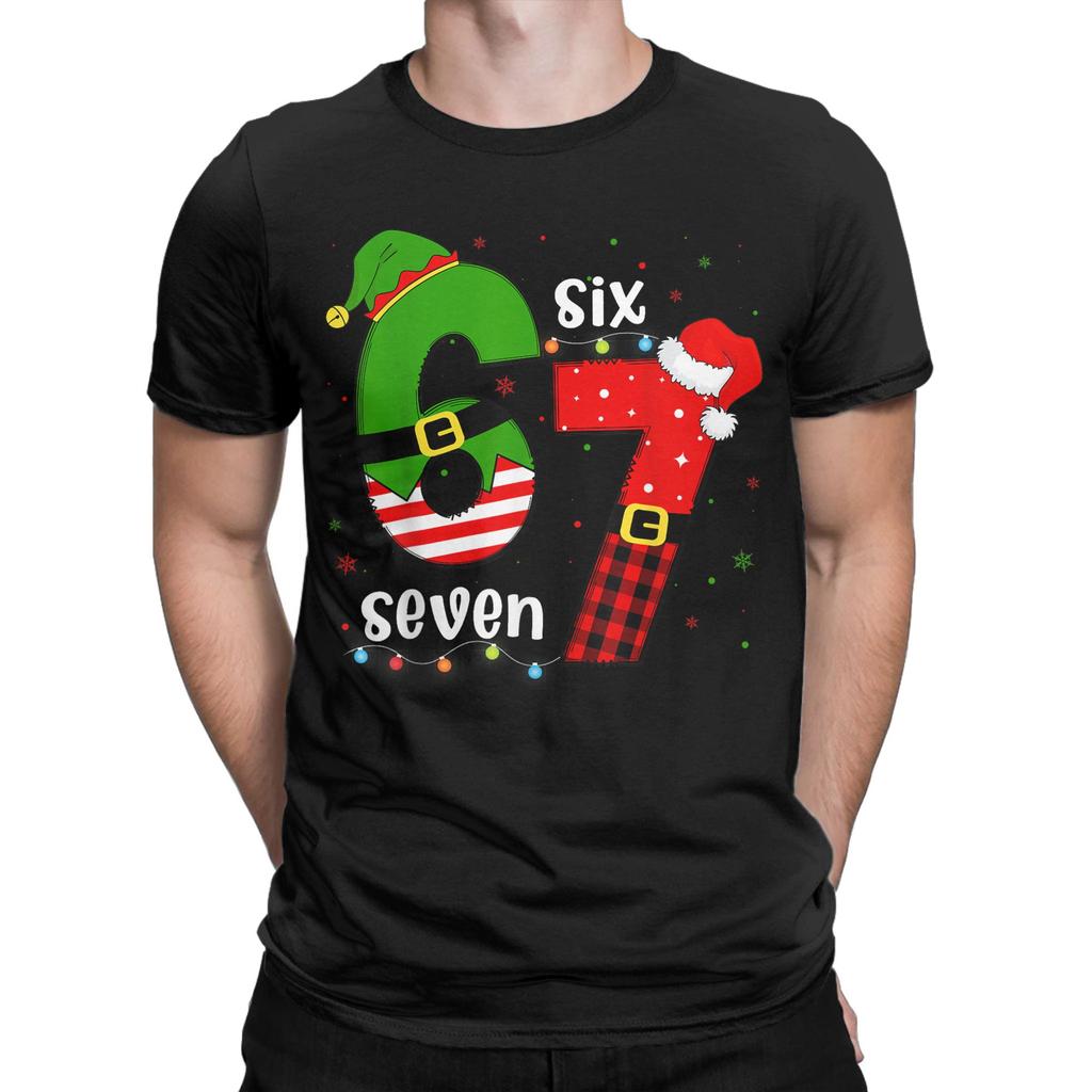 Funny 67 Six Seven Christmas Xmas 6 7 T-Shirt Summer Novelty T-Shirts Cotton O Neck Oversize Tees Short Sleeves Street Tshirt