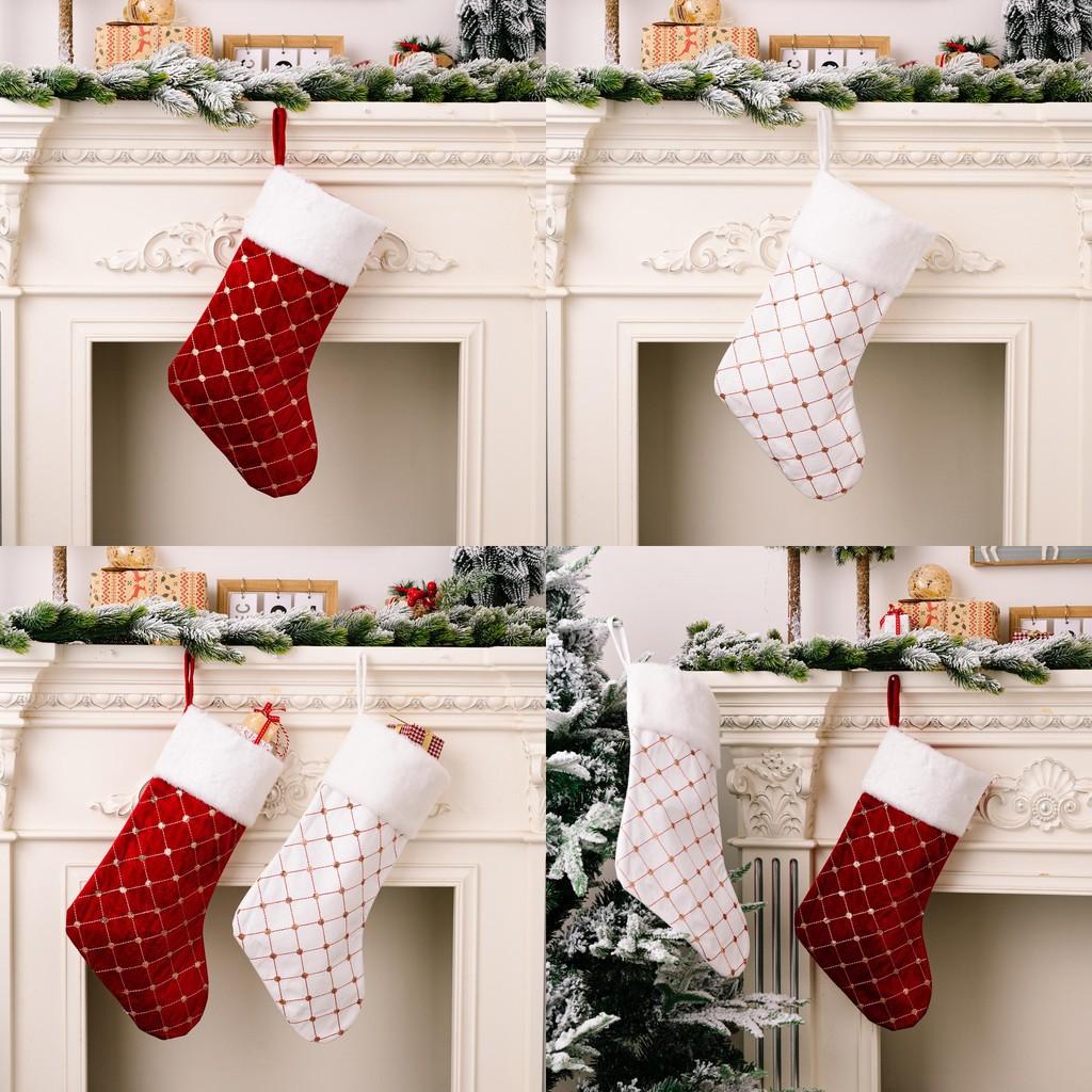 Decorative Christmas Socks With Velvet Borders And Glittering Details Ideal For Kids Gifts And Holiday Celebrations