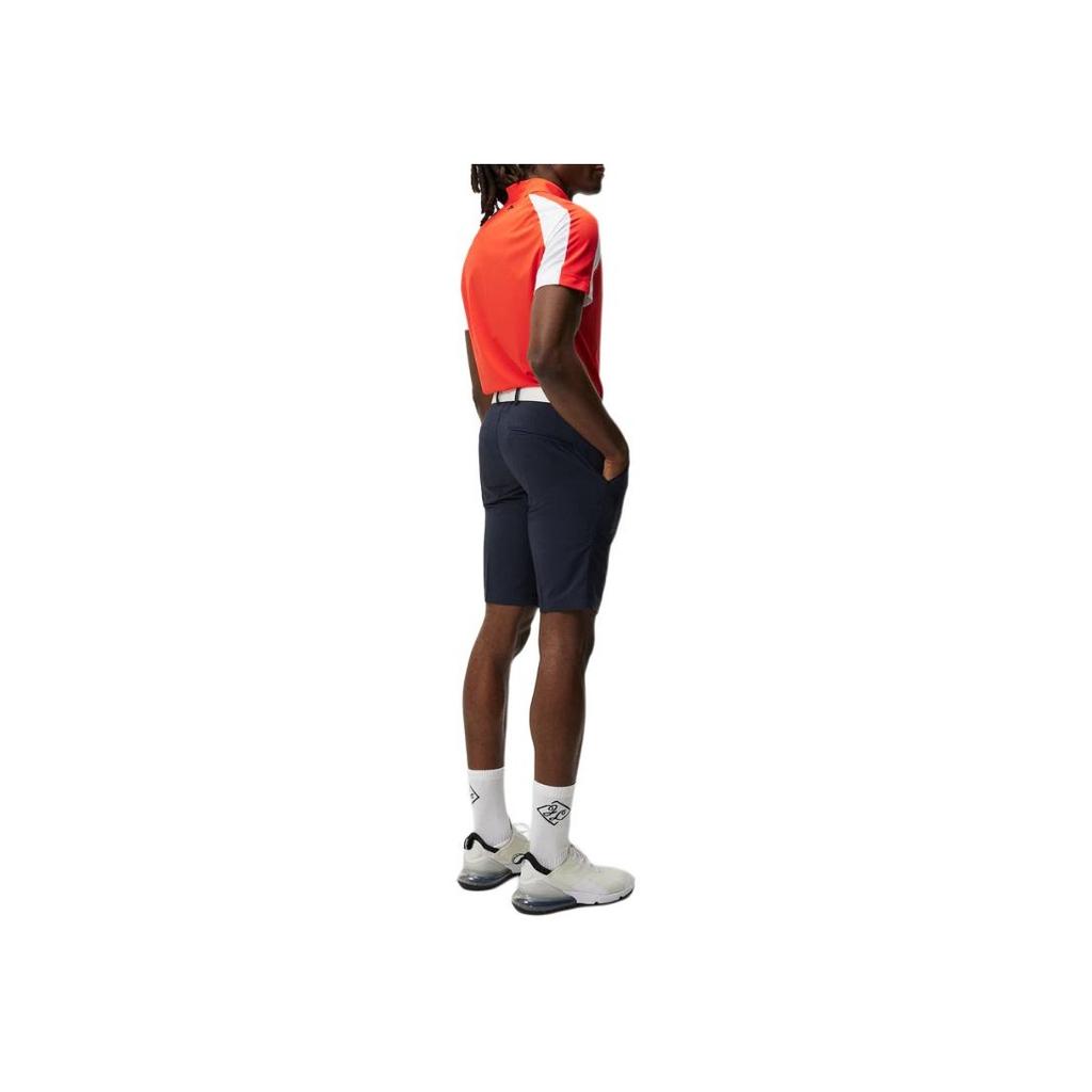 J.Lindeberg Solid Color Button Closure Mid Rise Fitted Casual Shorts Men shorts Navy-Blue GMPA07905-6855