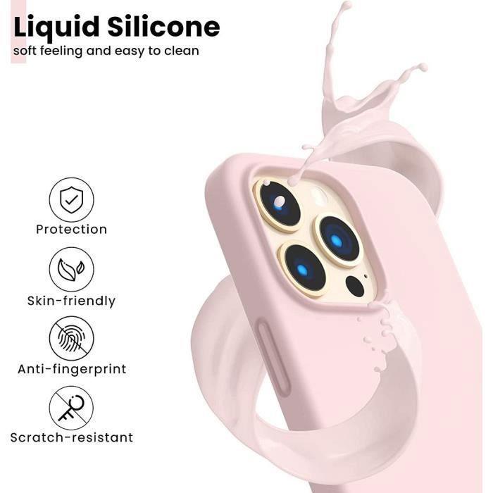 Coque de Protection - E.F.CONNECTION - pour iPhone 14 Pro Max - Rose Mat - Souple - Antichoc