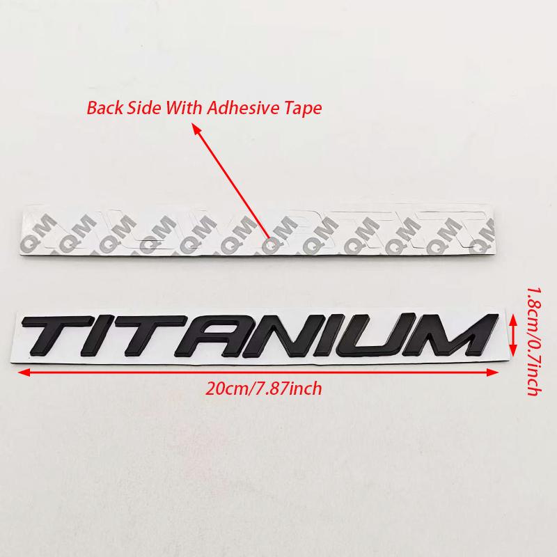 AJE1 1pc Chrome Black Car Sticker Logo TITANIUM Rear Boot Badge Emblem For Ford Ecosport Fiesta Focus Mondeo Edge Escape Kuga Galaxy