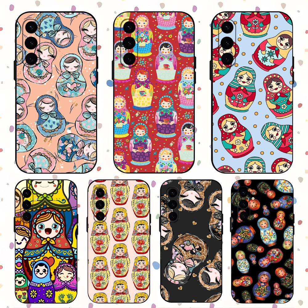 Russian Dolls Matryoshka For Samsung Galaxy S23 S24 S25 Ultra S22 Plus S21 Black Soft Case Waterproof Soft Case
