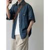 Men'S Summer Short Sleeved Shirt, Men'S Retro Loose Casual Five Quarter Sleeved Shirt, Trendy Brand Shirt For Outerwear