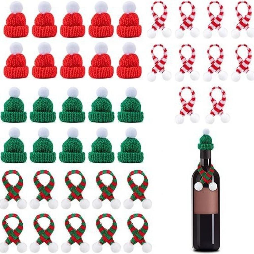 20pcs Handmade Mini Santa Hat Knitting Doll Hats New Christmas Hats  Christmas