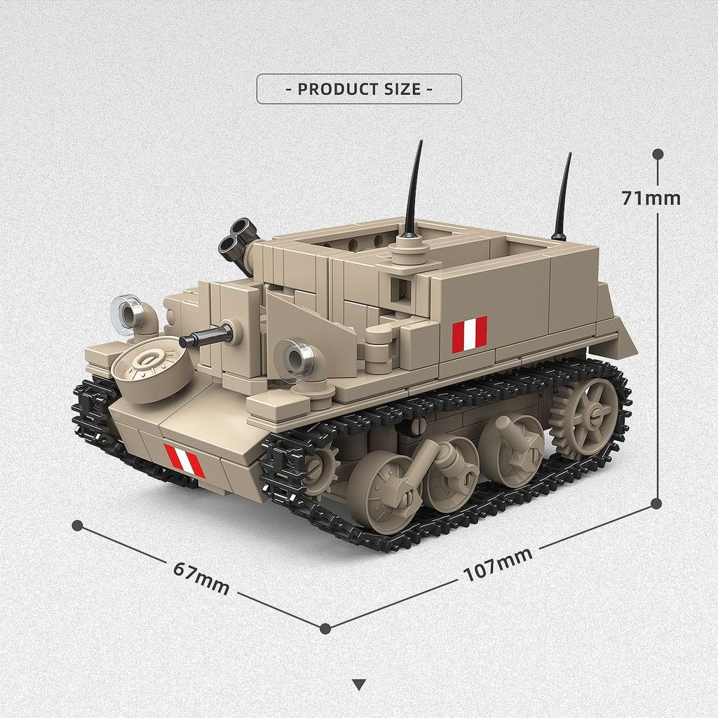 British Bren Machine Gun carrier/Bofors Anti-aircraft gun/Morris Artillery Tractor Building Block Toy, Ideal Birthday Gift