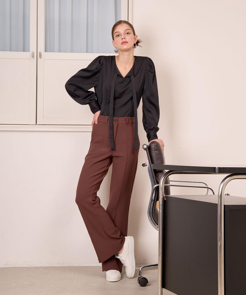 BIBYSEOB Полуклеш Брюки Коричневые [T23]