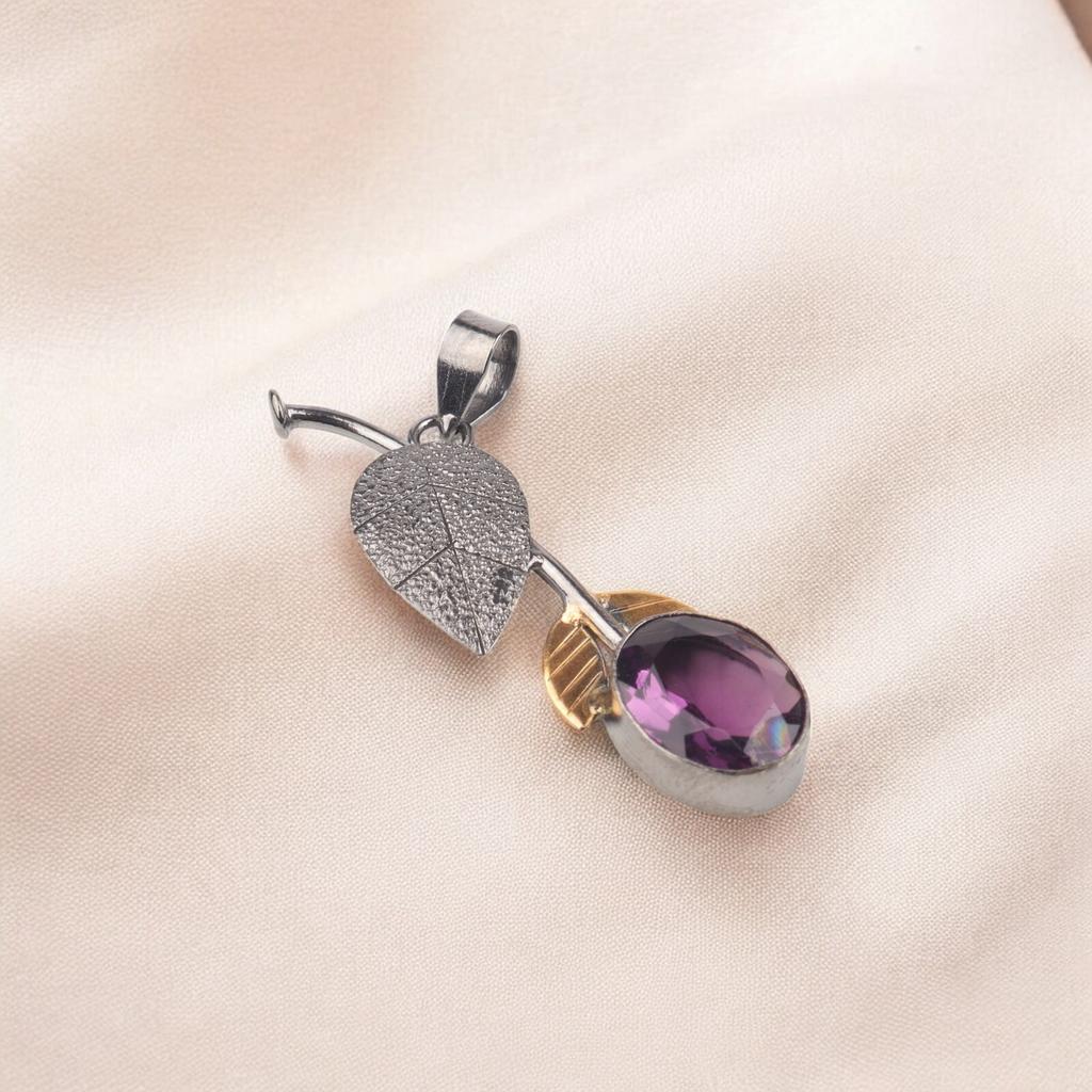 Natural Amethyst Pendant 925 Stamped Silver Handmade Jewelry Thanksgiving Gift PP-55-5