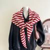 ins blogger cashmere striped big shawl high-end temperament fashionable triangle scarf warm neck scarf women