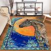 Abstract Horse Pattern Carpet with Colorful Sun and Blue Border Design Suitable for use as an anti-slip for living room bedroom sofas