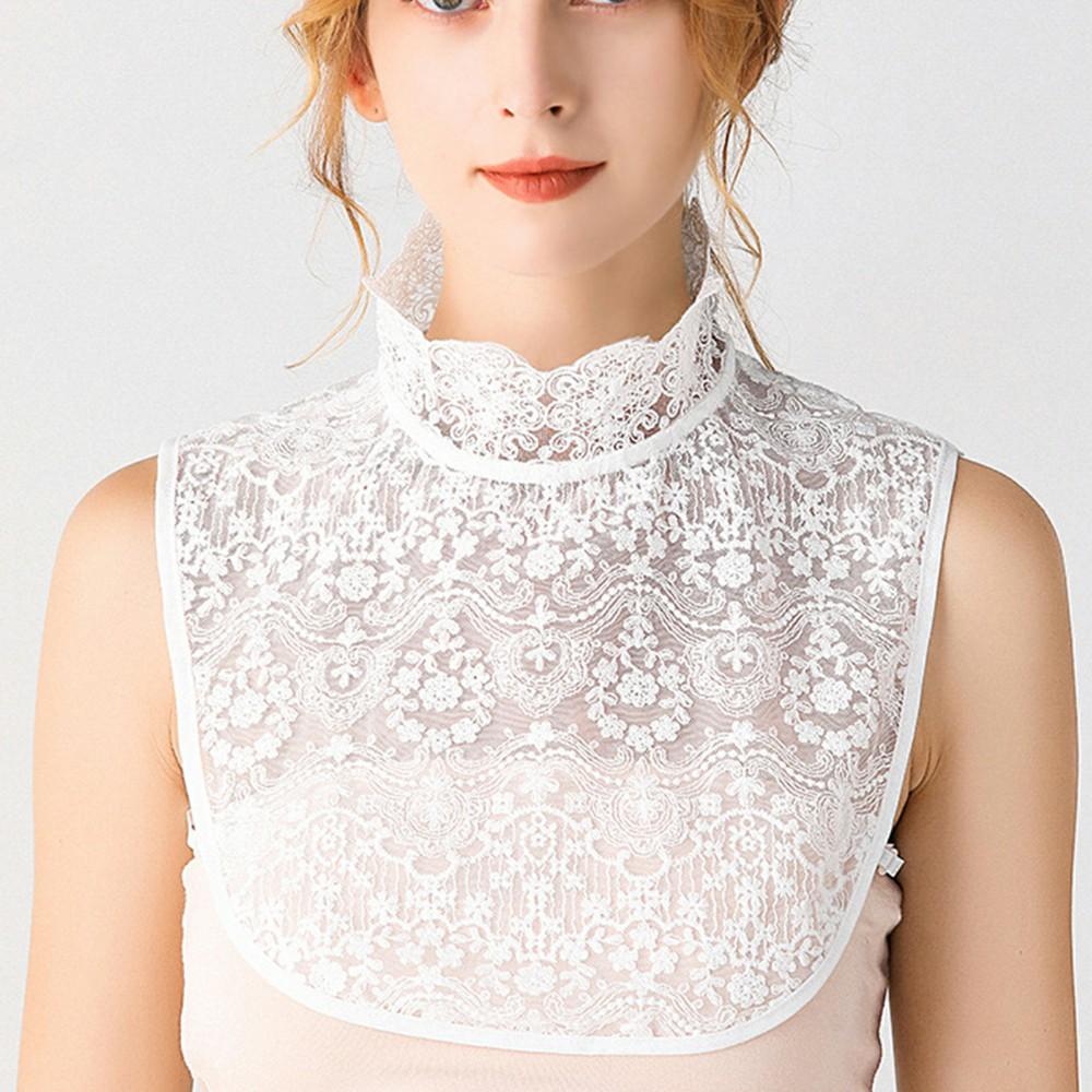 Женская черная/белая блузка с искусственным воротником, осень-зима, съемный воротник рубашки, блузка с накладным воротником, топ, женская одежда, аксессуары