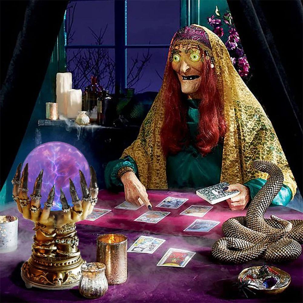 Glowing Witch Crystal Ball Resin Witch Hand Magic Ball Scene Layout Props Halloween