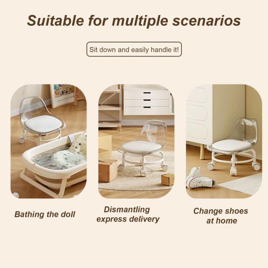 Низкий табурет Yousheng на роликах со спинкой, вращающиеся на 360 градусов колеса, искусственной кожей, подушка, роликовое сиденье, прочный вращающийся мини-стул, табурет для сидения