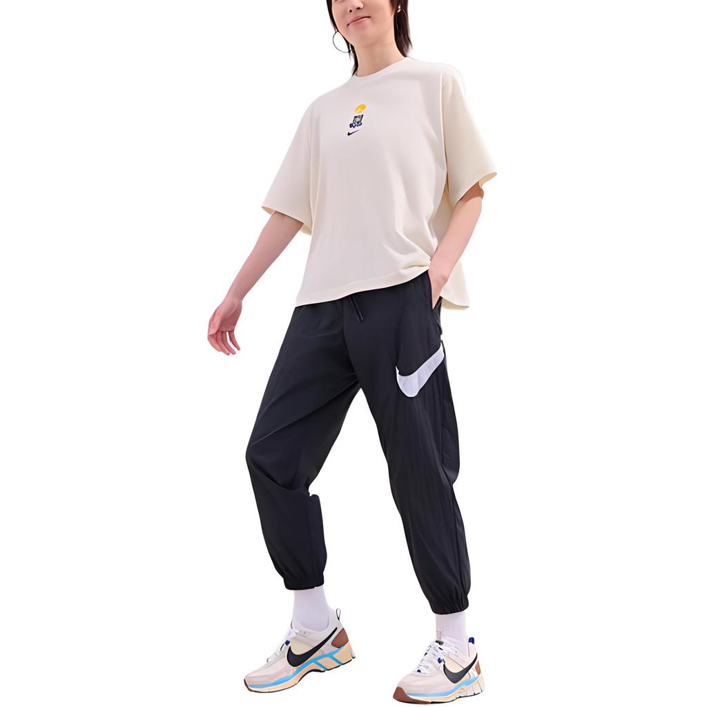 Nike T Shirts Women's Ecru Crew Neck Moderate Other FV9370-901
