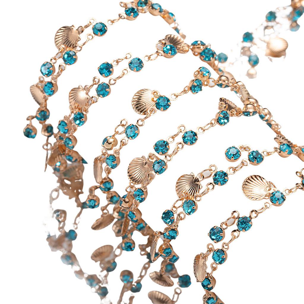 Link Chains for DIY Craft Blue Rhinestone Shell Vintage Style Tassel Chains for DIY Bracelet Supplies